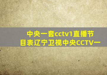 中央一套cctv1直播节目表辽宁卫视中央CCTV一